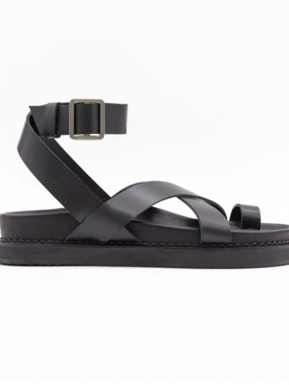 Black Strappy Leather Sandals - Liberte Bronte